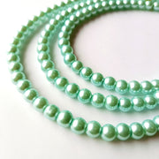 Turquoise Blue Triple Layer Pearl Necklace Set